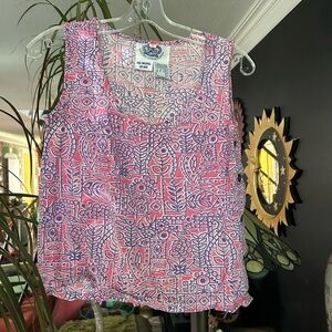 Vtg Boho Vibrant Pink and Purple Patterned Tank Top M